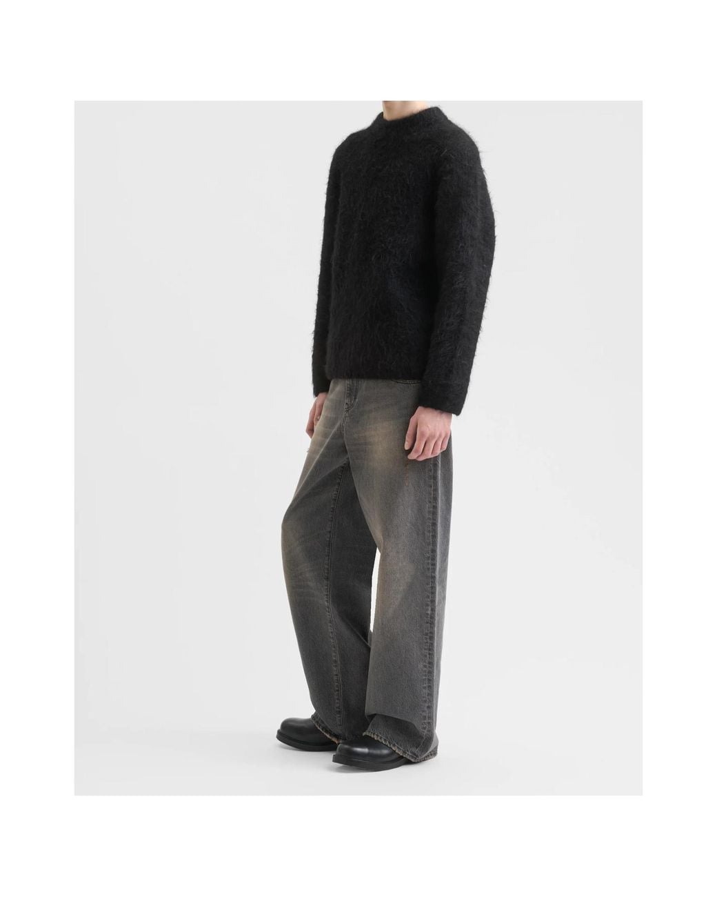 Séfr Black Crew-Neck Long-Sleeve Knit Top for men