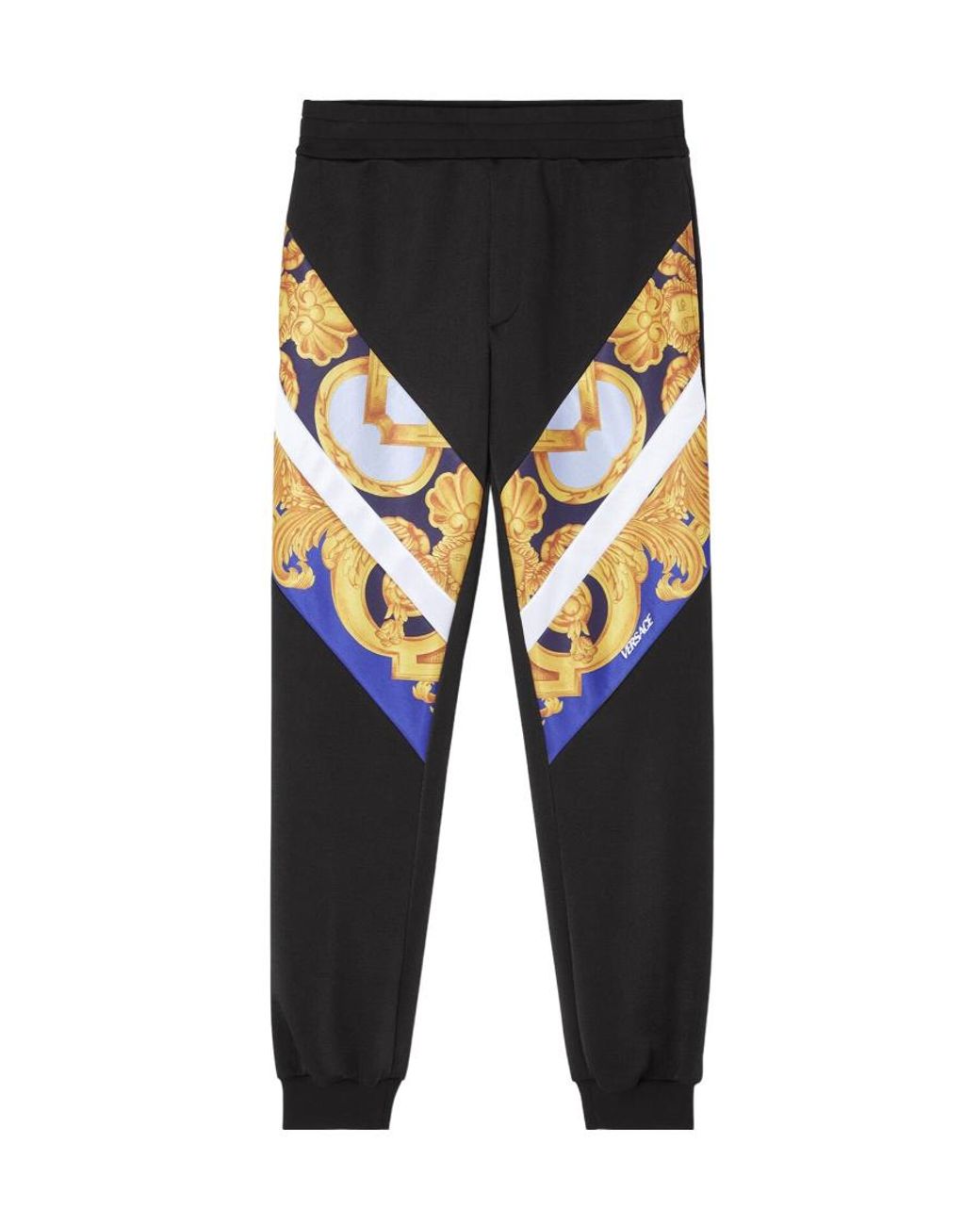 Versace Black Baroque Printed Panelled Joggers for men