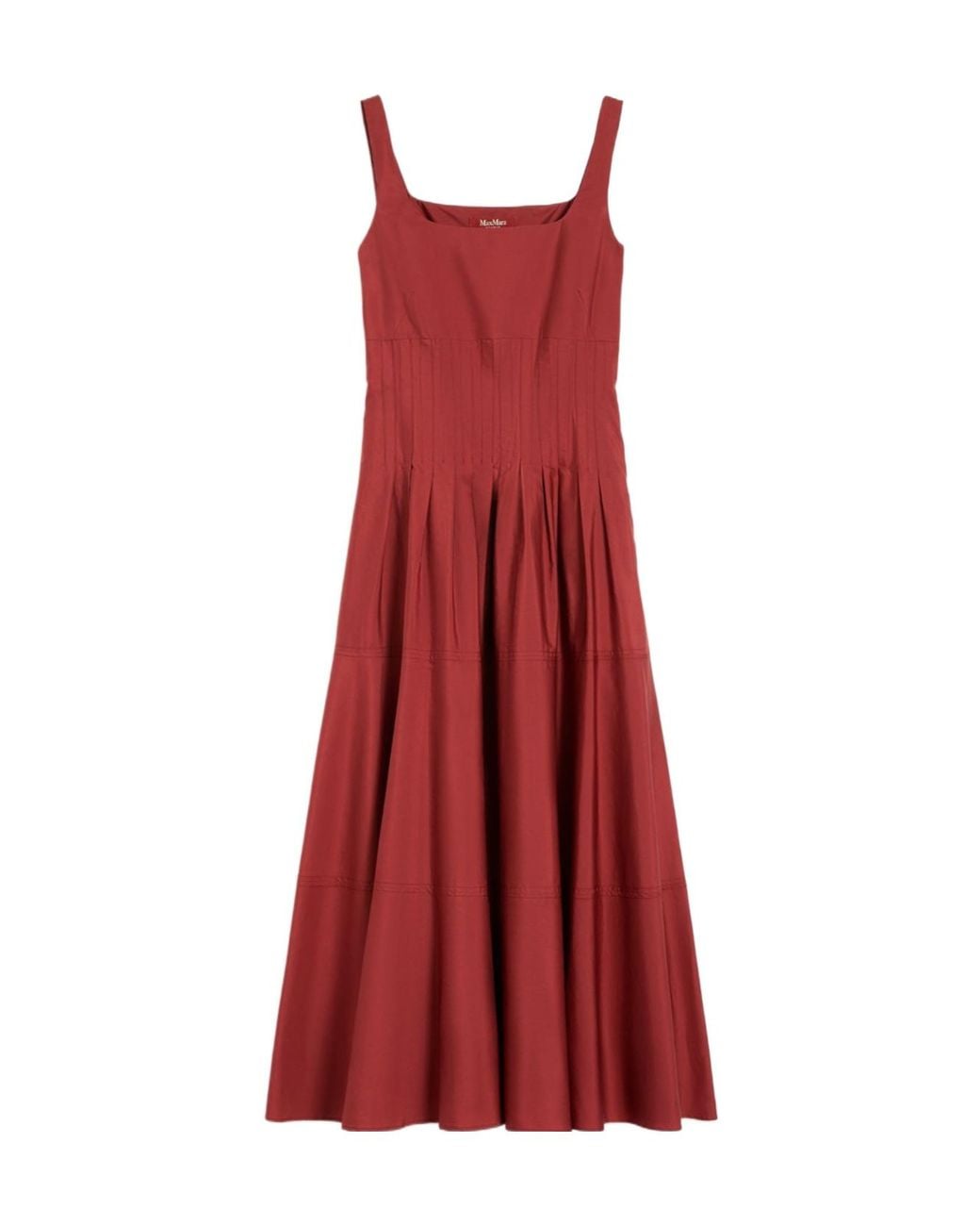 Max Mara Red Poplin Full-Skirt Dress
