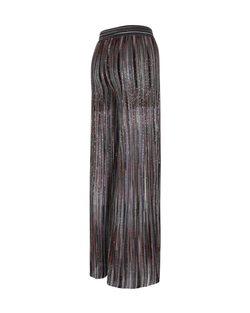 Missoni Gray Wide-Leg Striped Knitted Trousers
