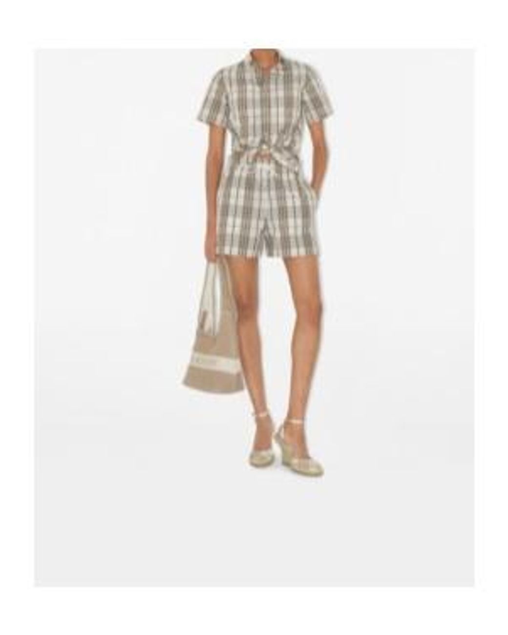 Burberry Natural Cotton Check Cropped Shirt