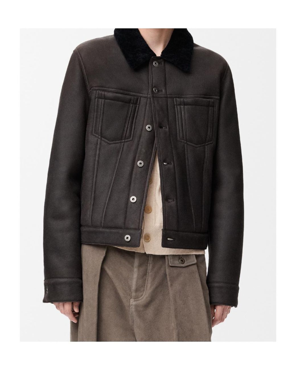 Loewe Black Button Shearling Trucker Jacket