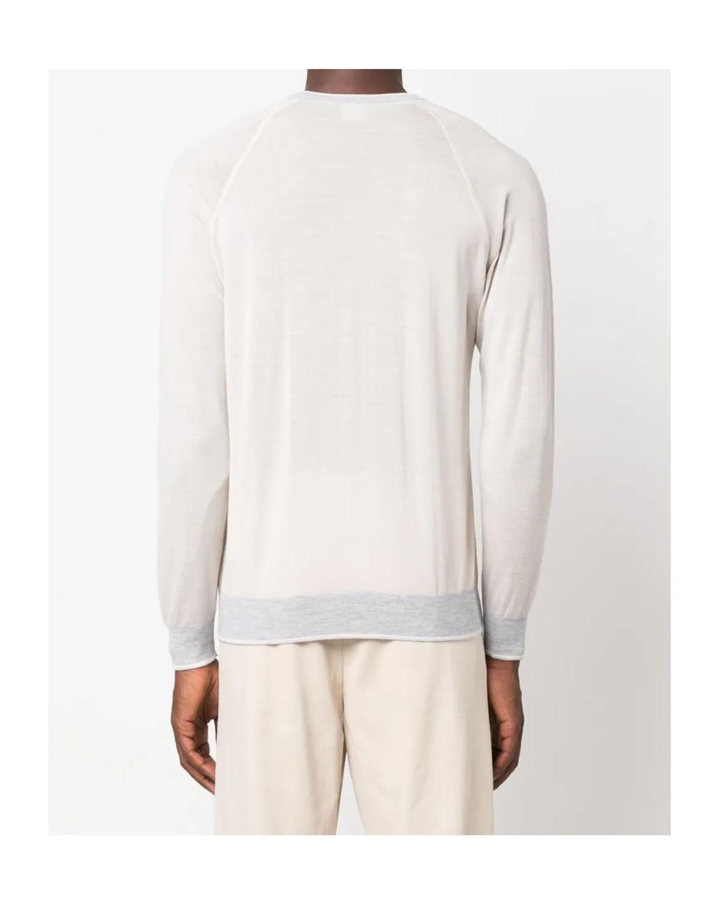 Eleventy White Round-Neck Wool Jumper for men