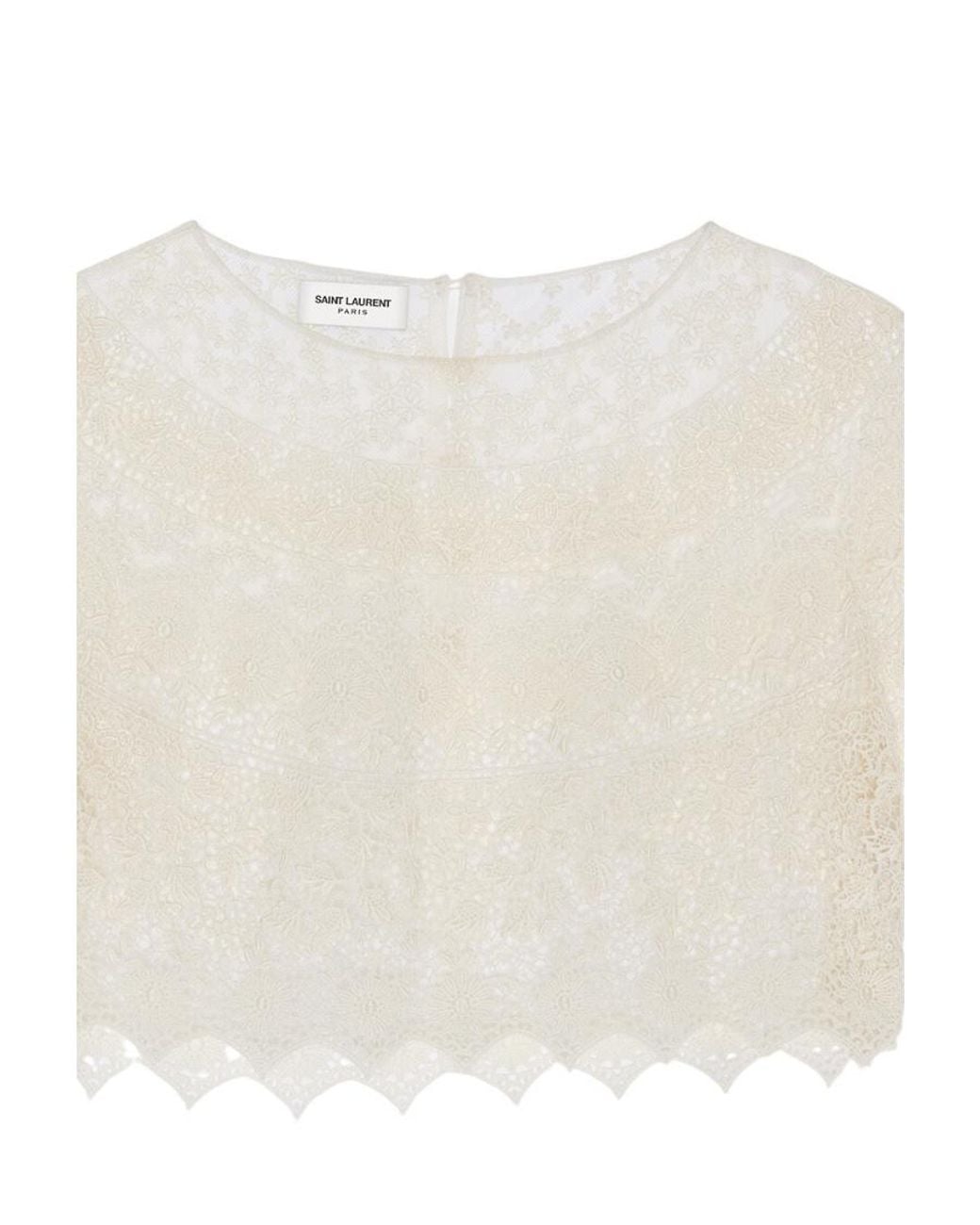 Saint Laurent White Lace Blouse