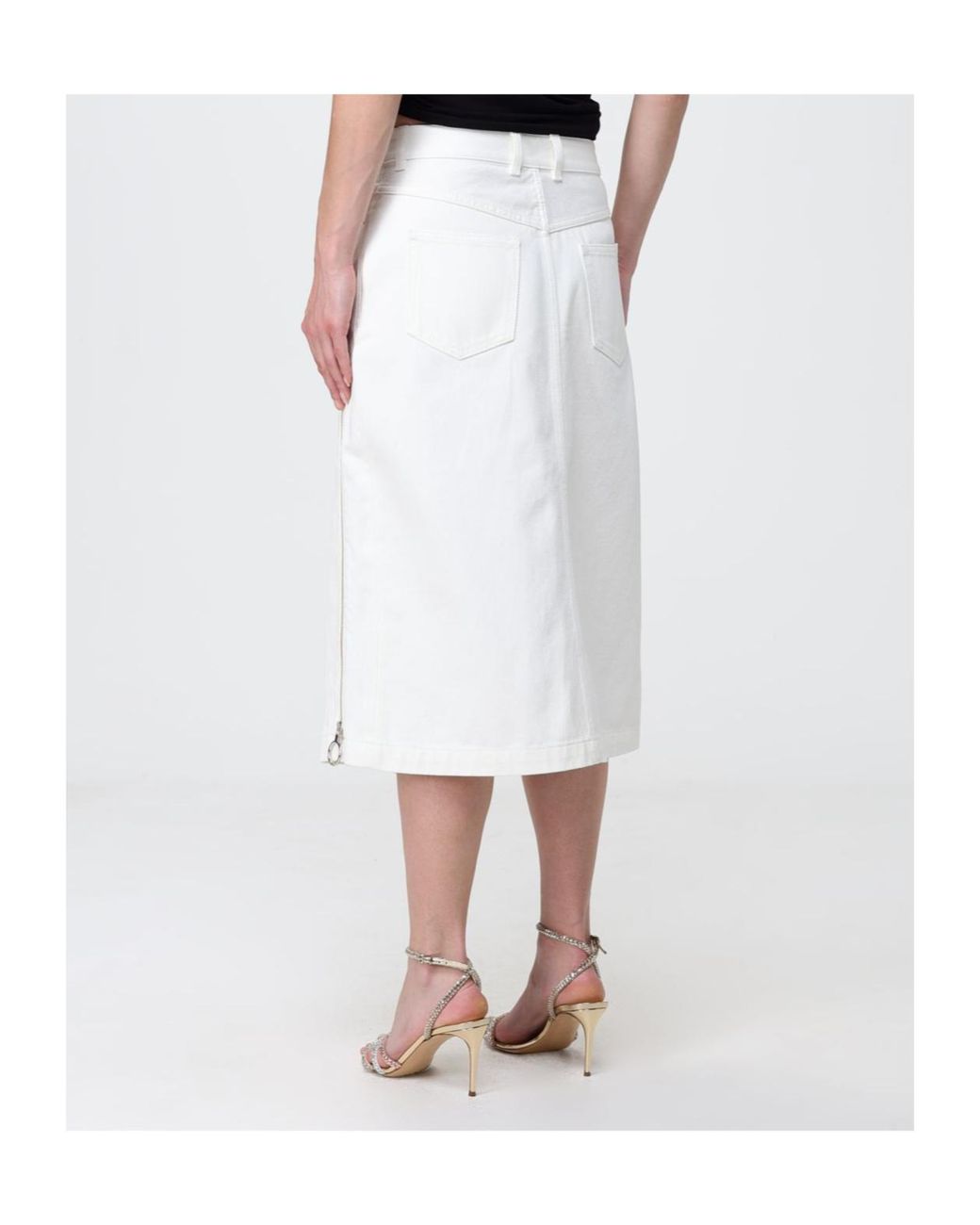 Rabanne White Rabanne Slit-Detailed Denim Skirt