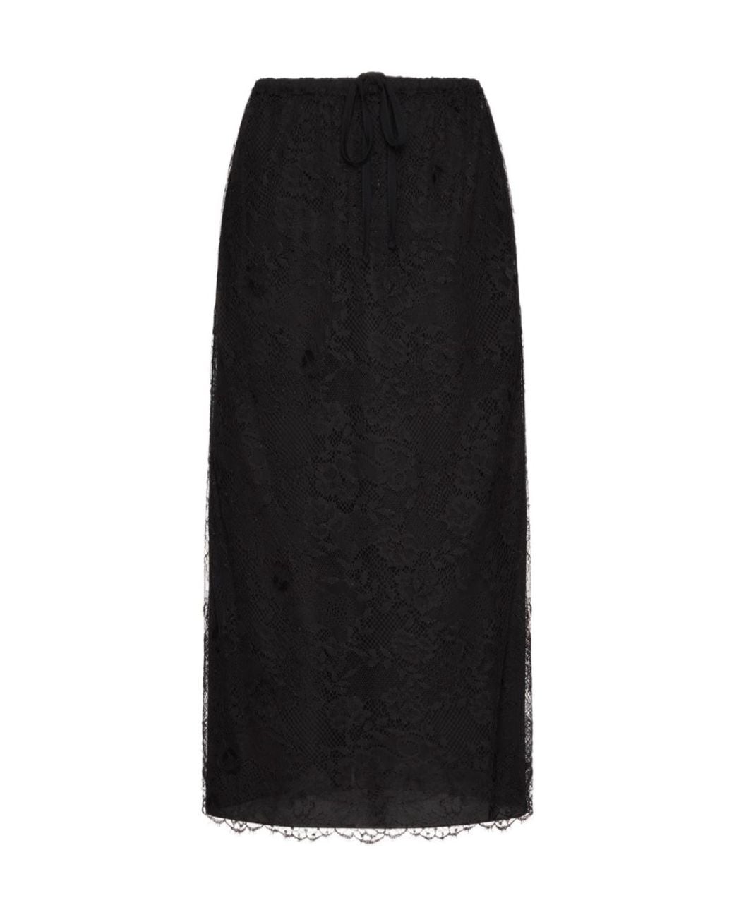 Valentino Black Lace Midi Skirt