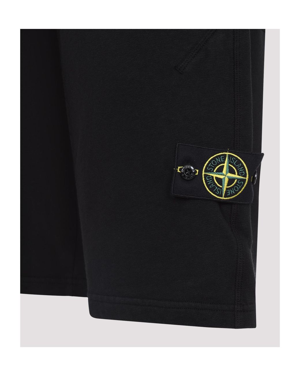Stone Island Black Logo-Patch Drawstring Shorts for men