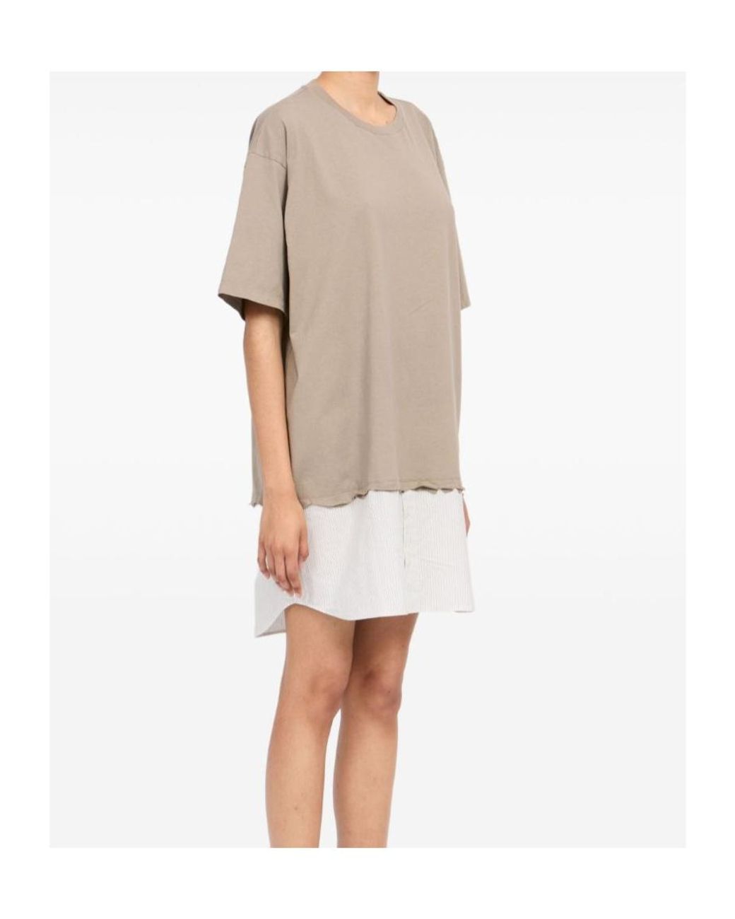 MM6 by Maison Margiela White Crewneck Panelled Dress