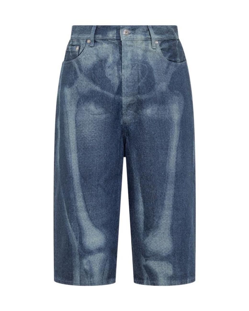 Off-White c/o Virgil Abloh Blue Straight Leg Denim Shorts for men