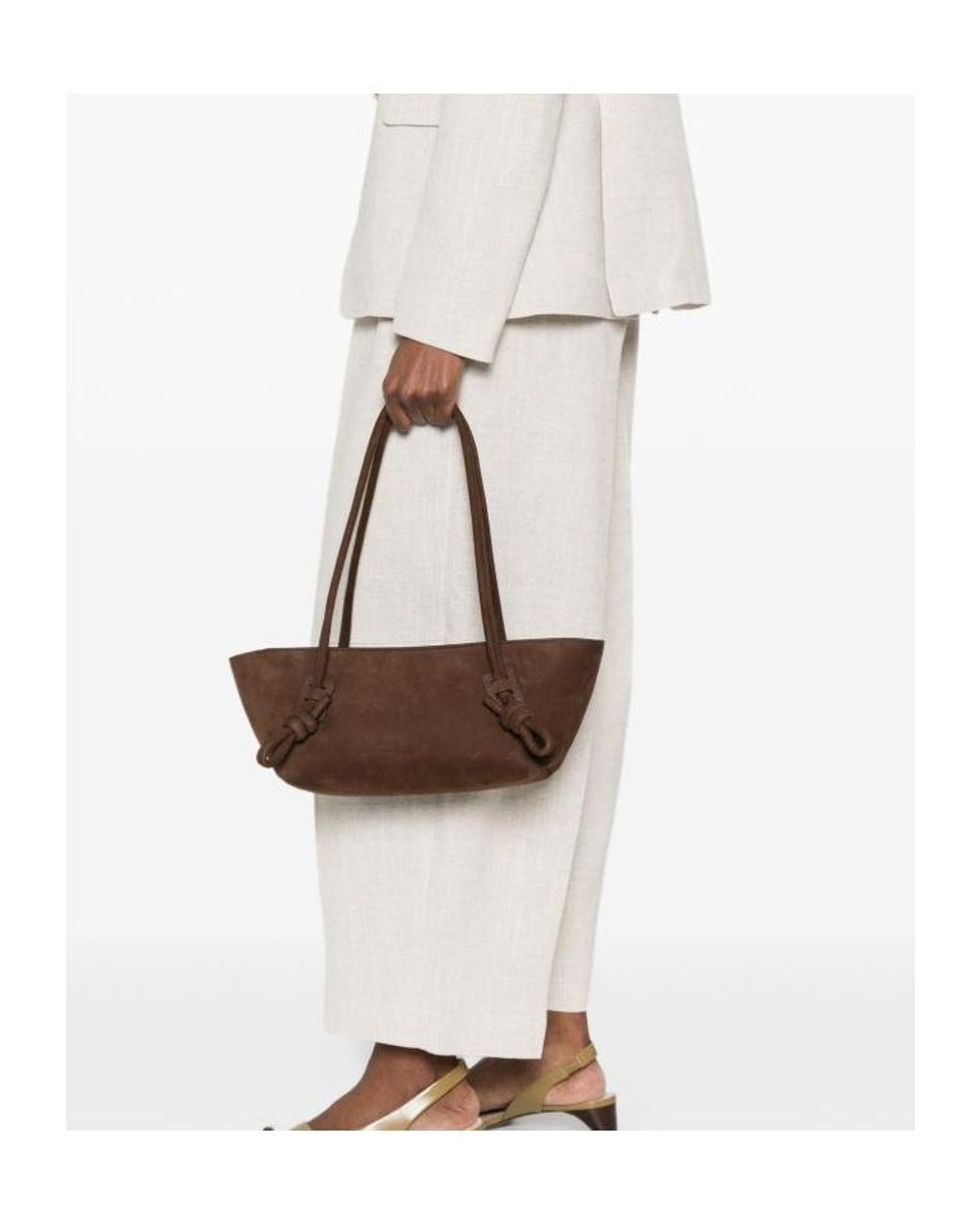 Hereu Brown Fleca Knotted Shoulder Bag