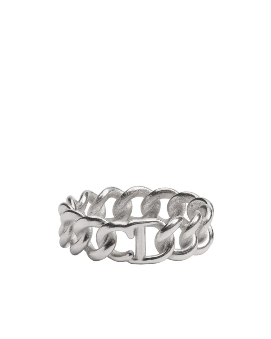 Dior White Cd Icon Chain Link Ring for men