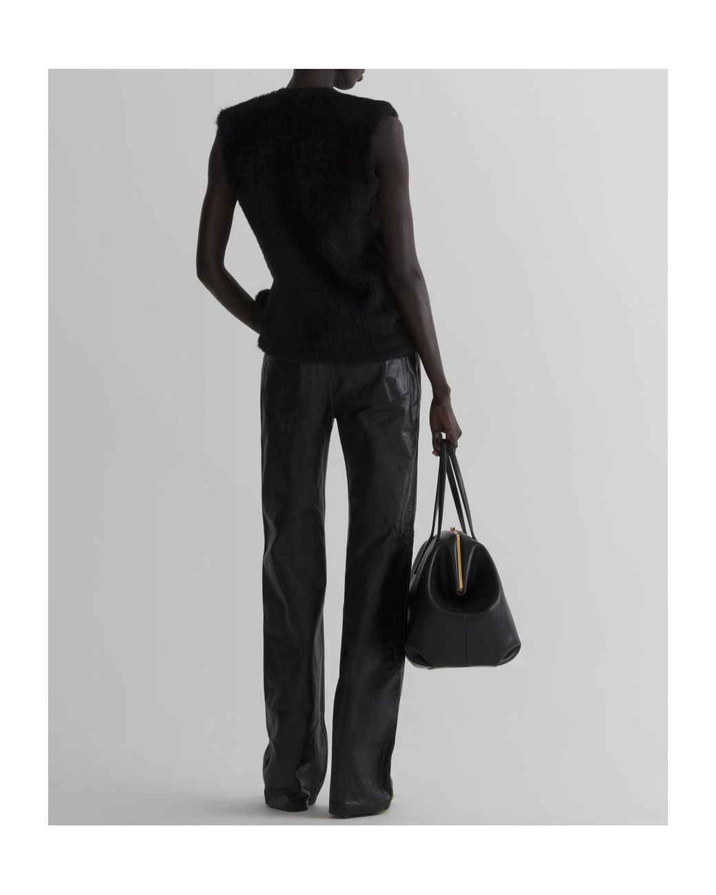 Mugler Black Brushed-Knit Sleeveless Top