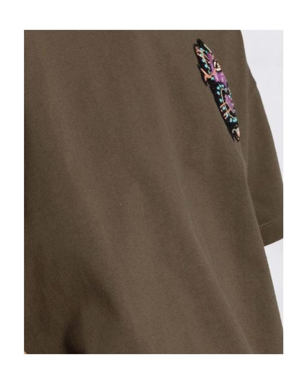 Etro Green Beaded Motif-Patch Oversized T-Shirt