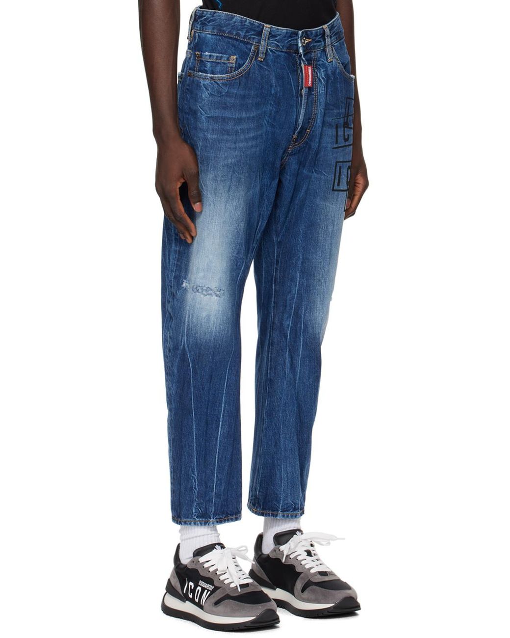 DSquared² Blue Icon Printed Straight-Leg Jeans for men