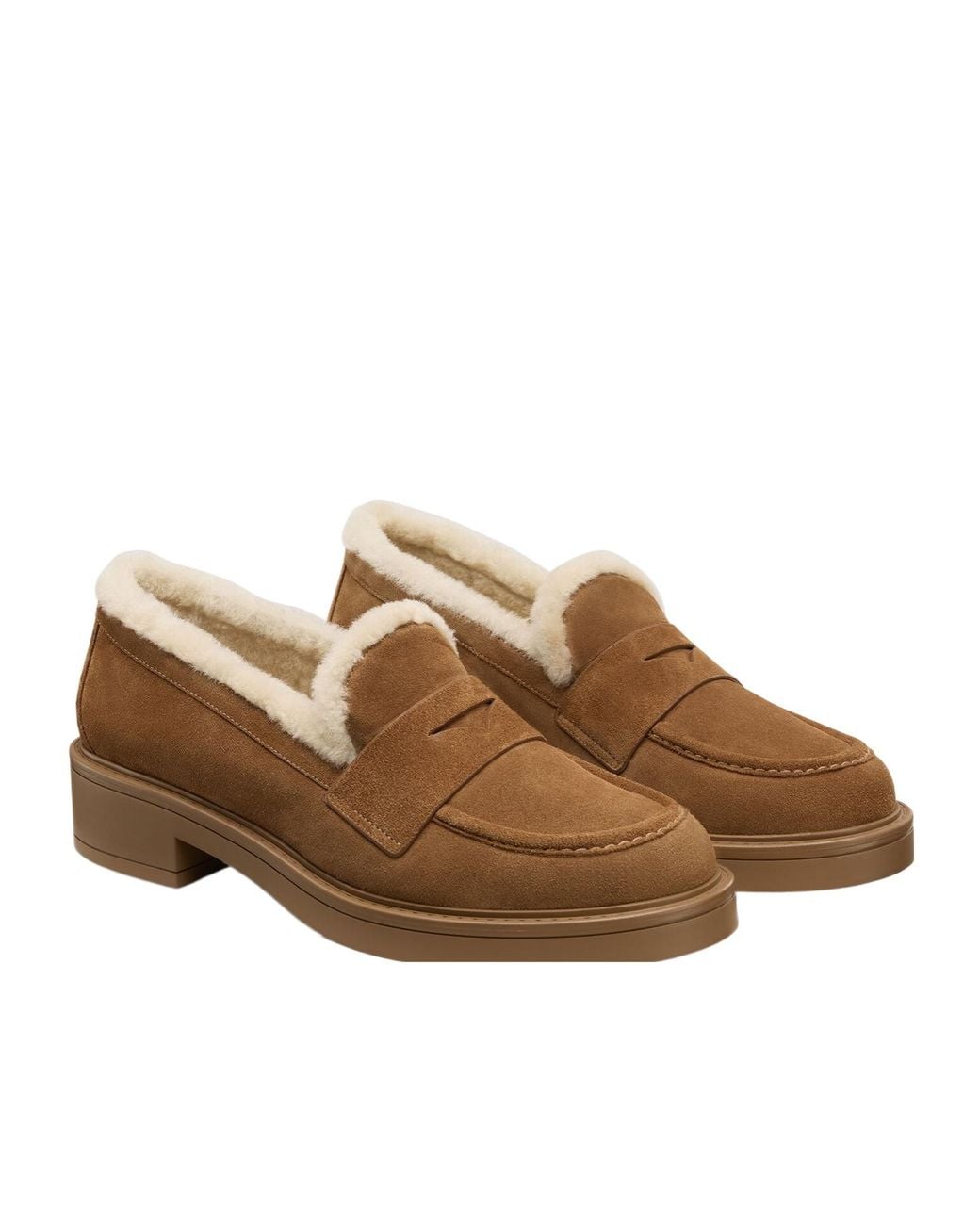 Stuart Weitzman Brown Celia Lite Shearling Loafer