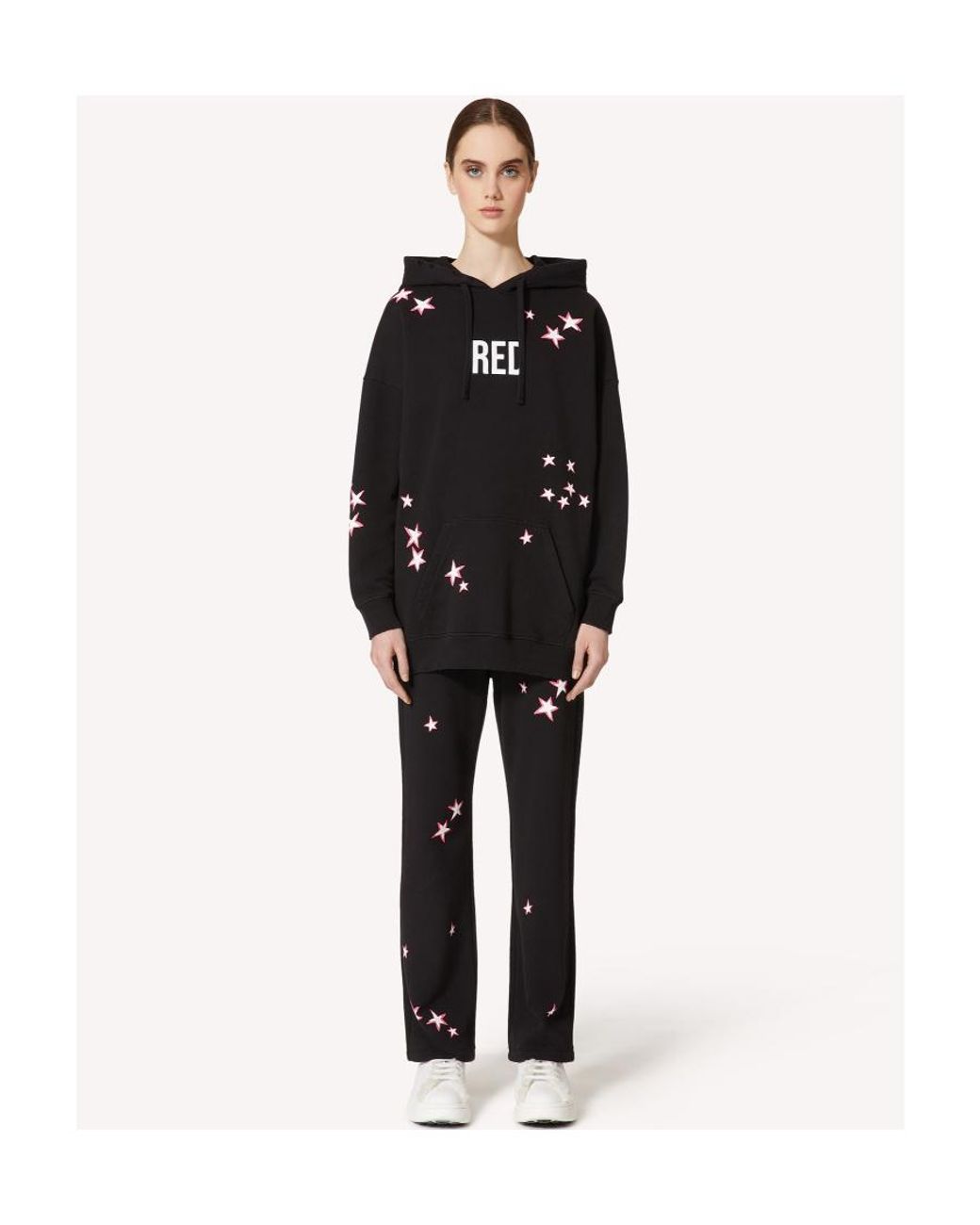 RED Valentino Black Star-Print Sweatpants