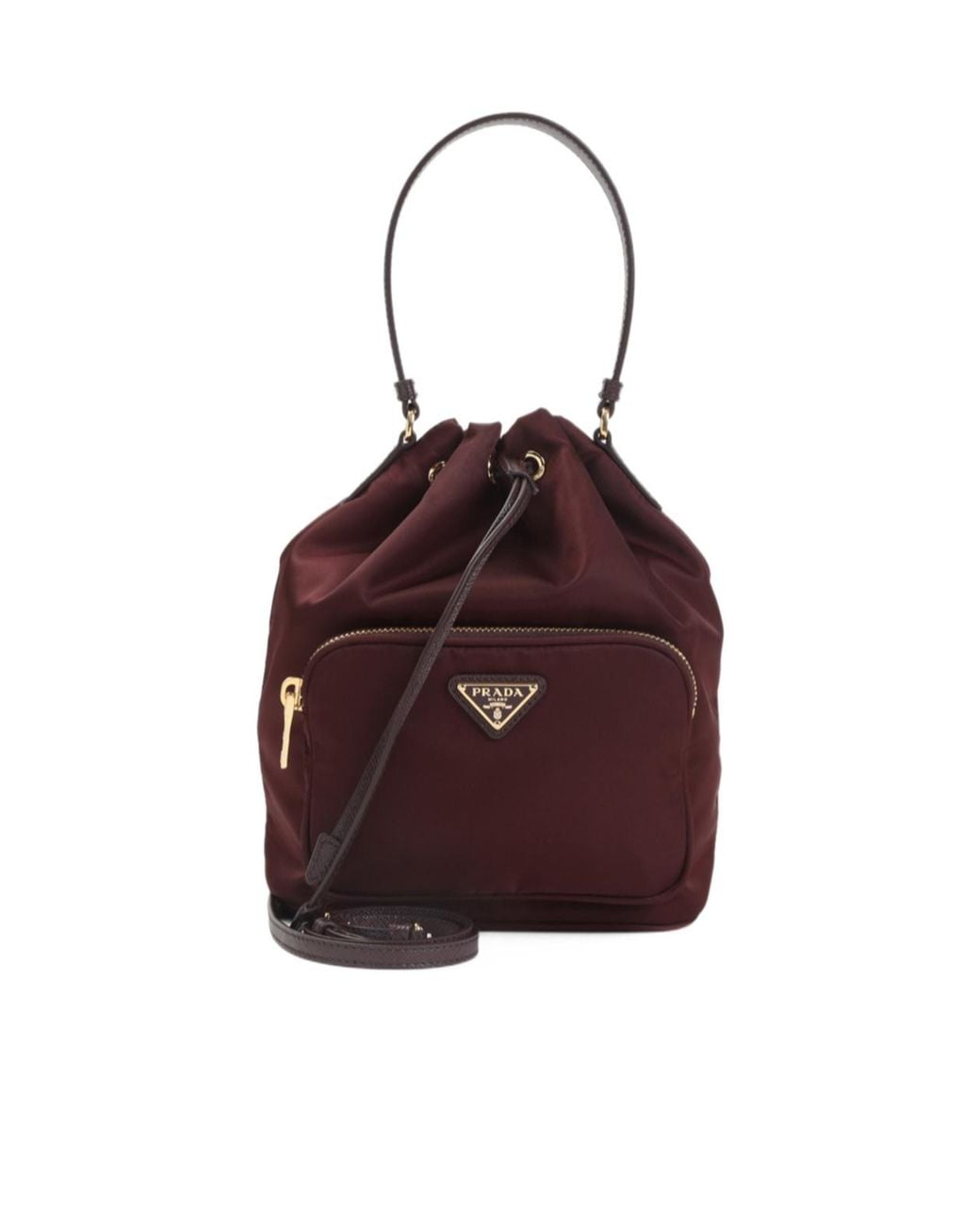 Prada Red Re-Nylon Triangle-Logo Drawstring Bucket Bag