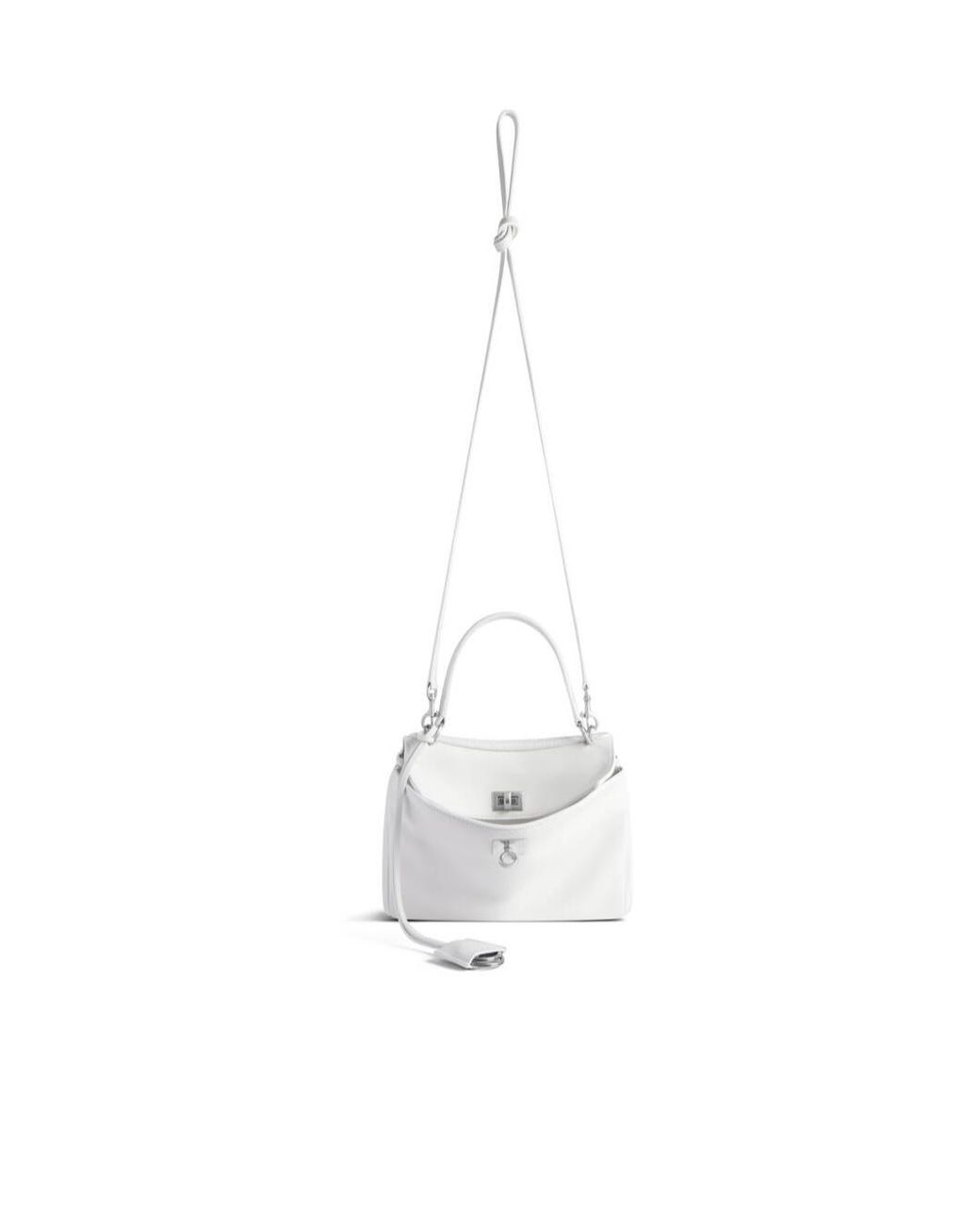 Balenciaga White Twist-Lock Top Handle Bag