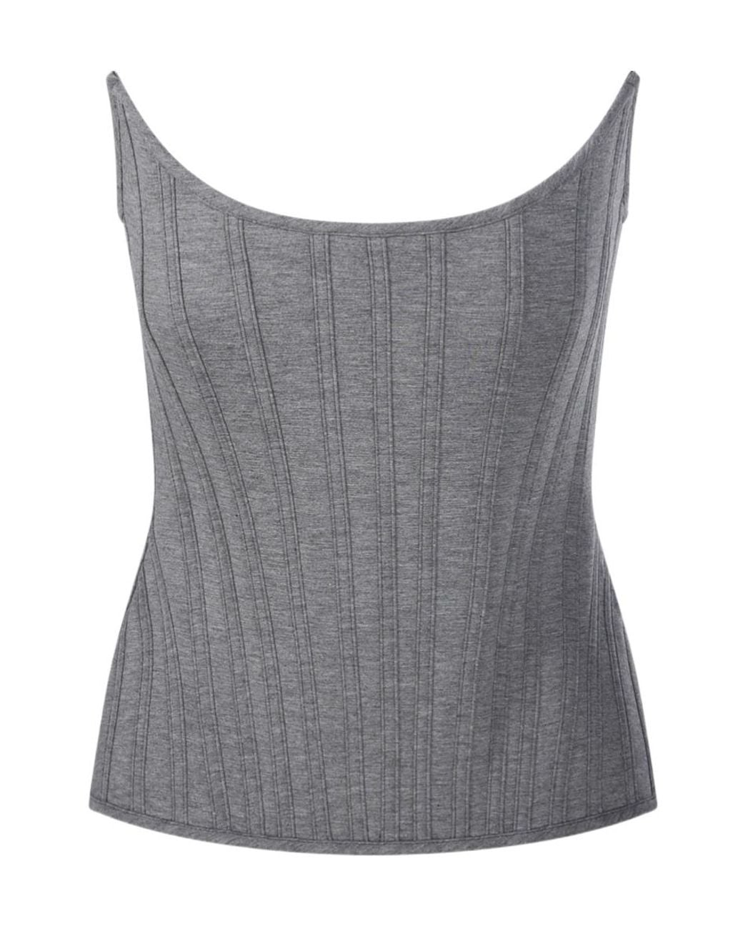 GIUSEPPE DI MORABITO Gray Ribbed Bustier Top