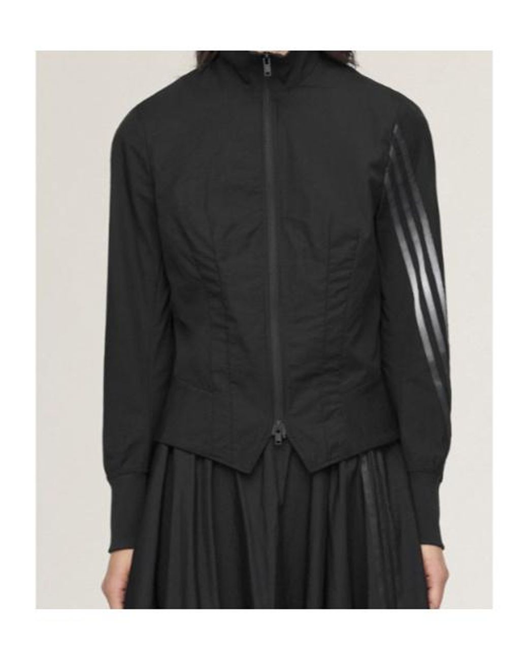 Y-3 Black Logo Stripe Zip-Up Jacket