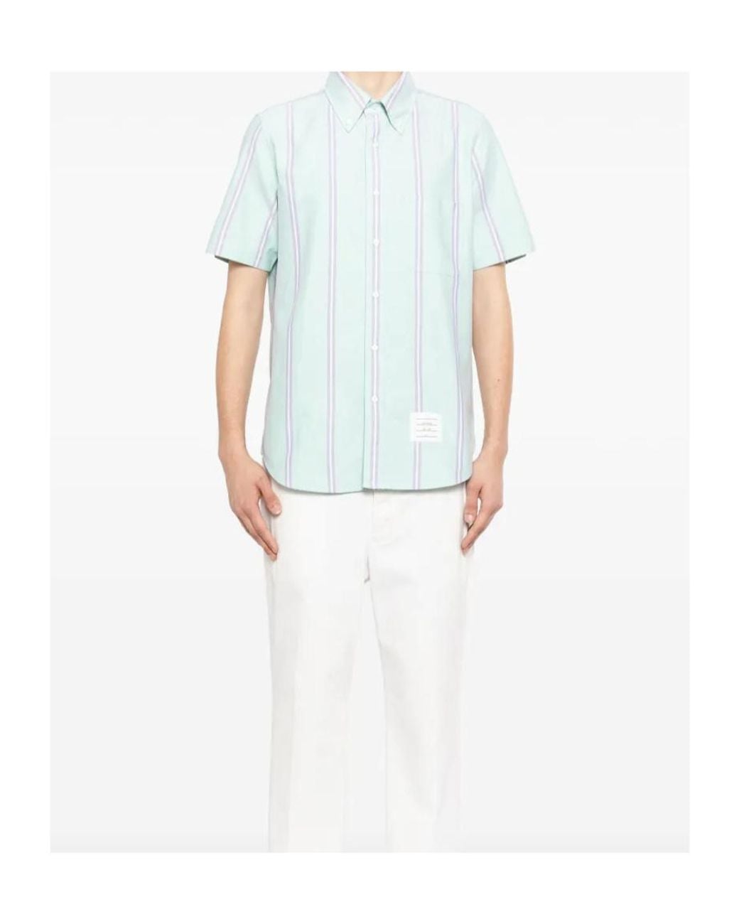 Thom Browne Blue Striped Shirt for men