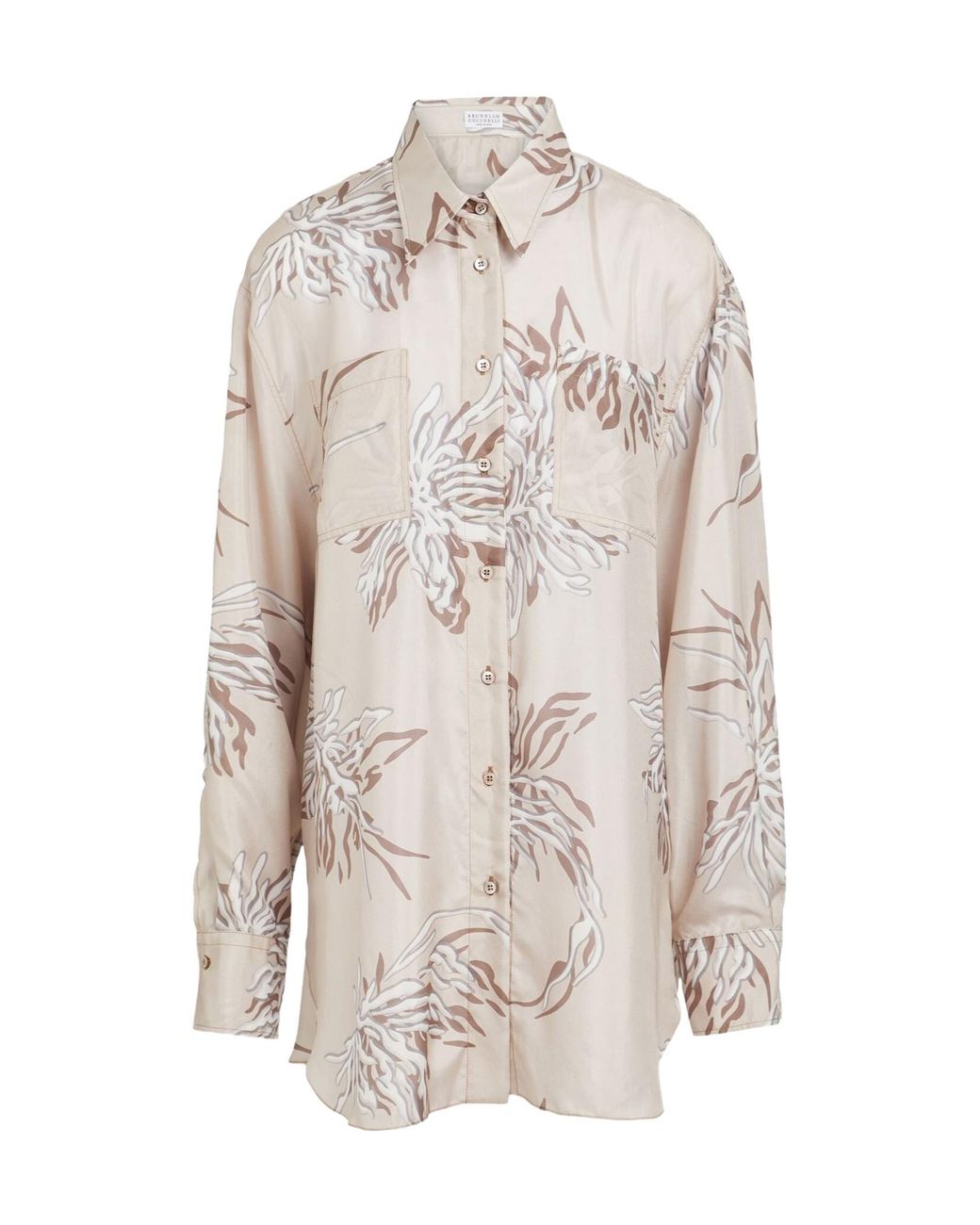 Brunello Cucinelli White Shirt Silk, Ecobrass