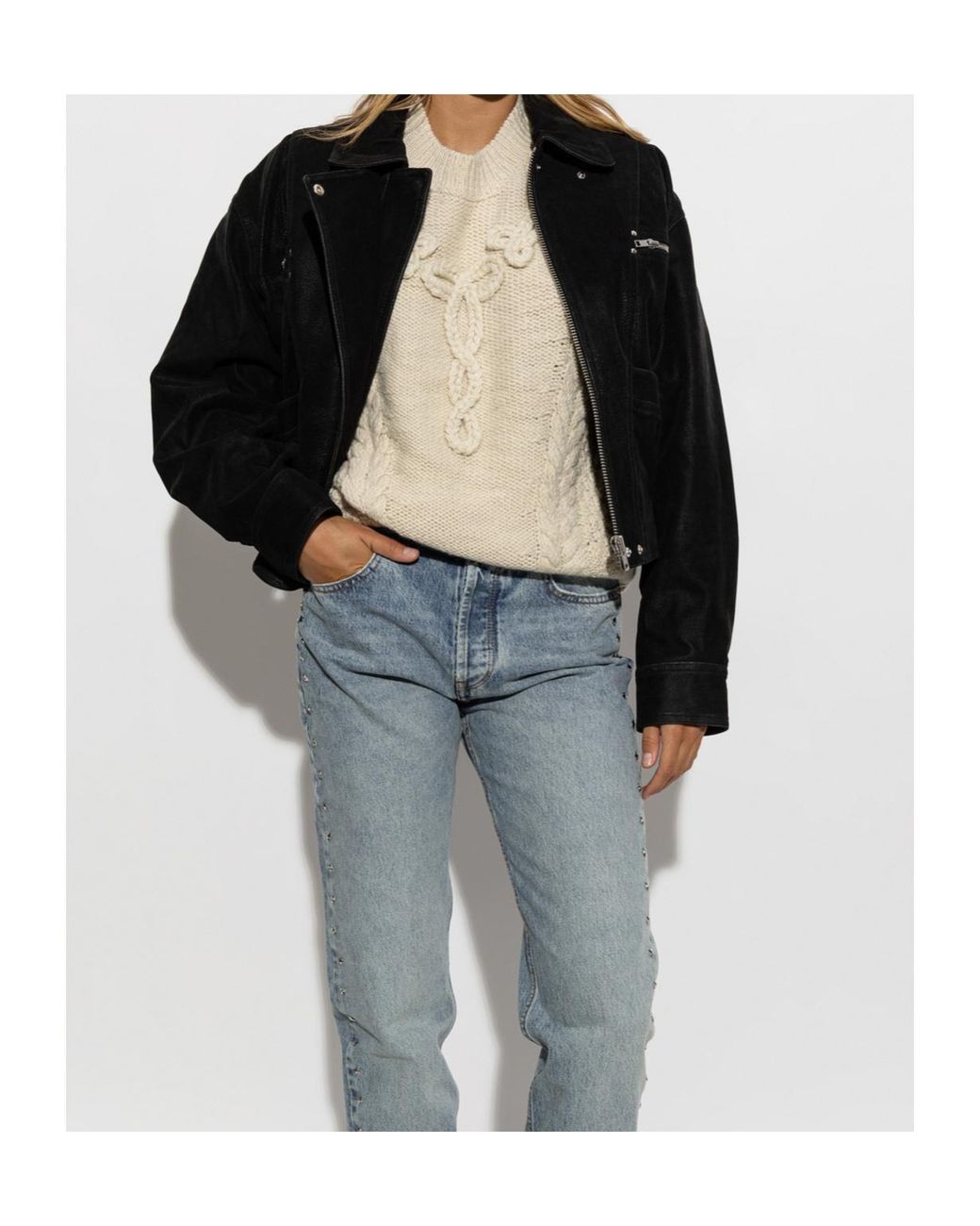 Isabel Marant White Étoile Katria Cable Knit Sweater