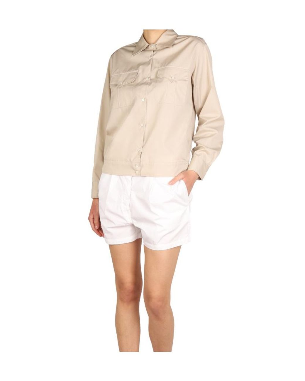 Aspesi White Pointed-Collar Buttoned Shirt