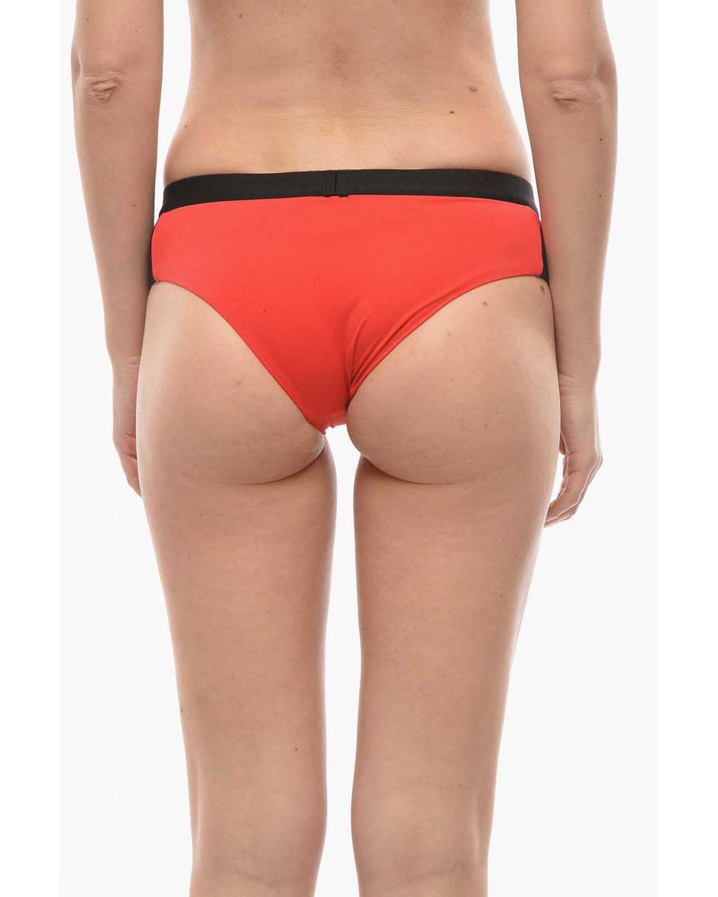 Karl Lagerfeld Red Sport Bikini Briefs With Logo Elastic Waistband