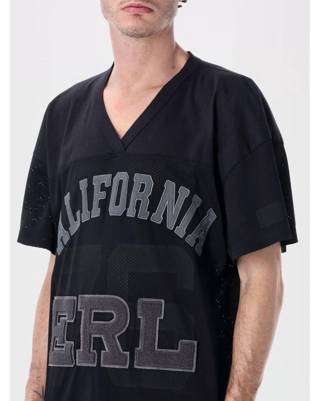 ERL Black Mesh Logo Polo Shirt for men