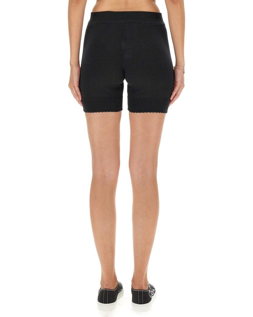 Vivienne Westwood Black Embroidered-Logo Ribbed-Knit Shorts