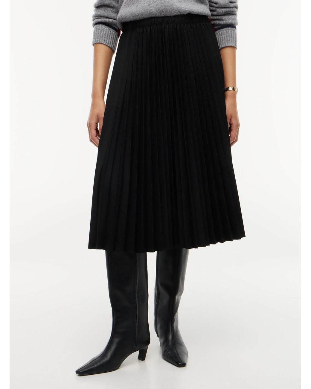 Tommy Hilfiger Black Pleated Midi Skirt