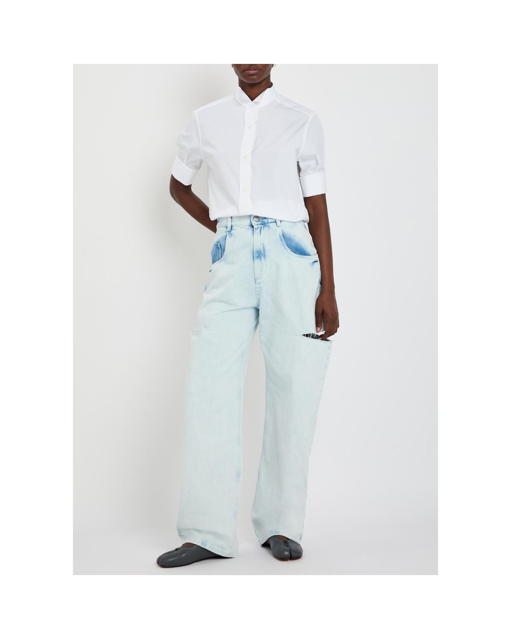 Maison Margiela White High-Necked Cotton Shirt