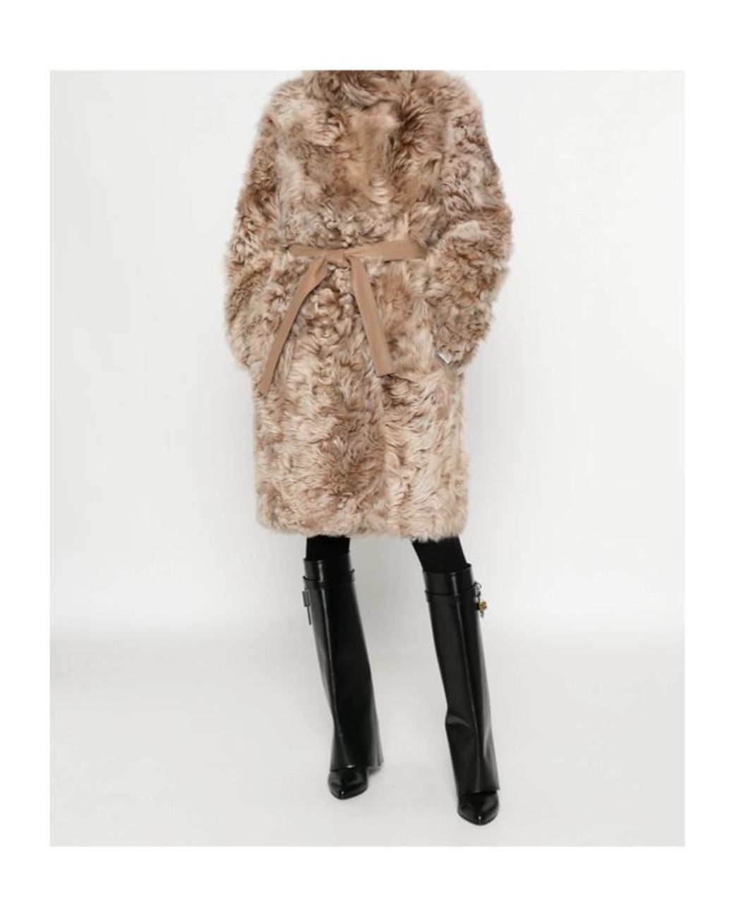 Yves Salomon Natural Shearling Belted Coat