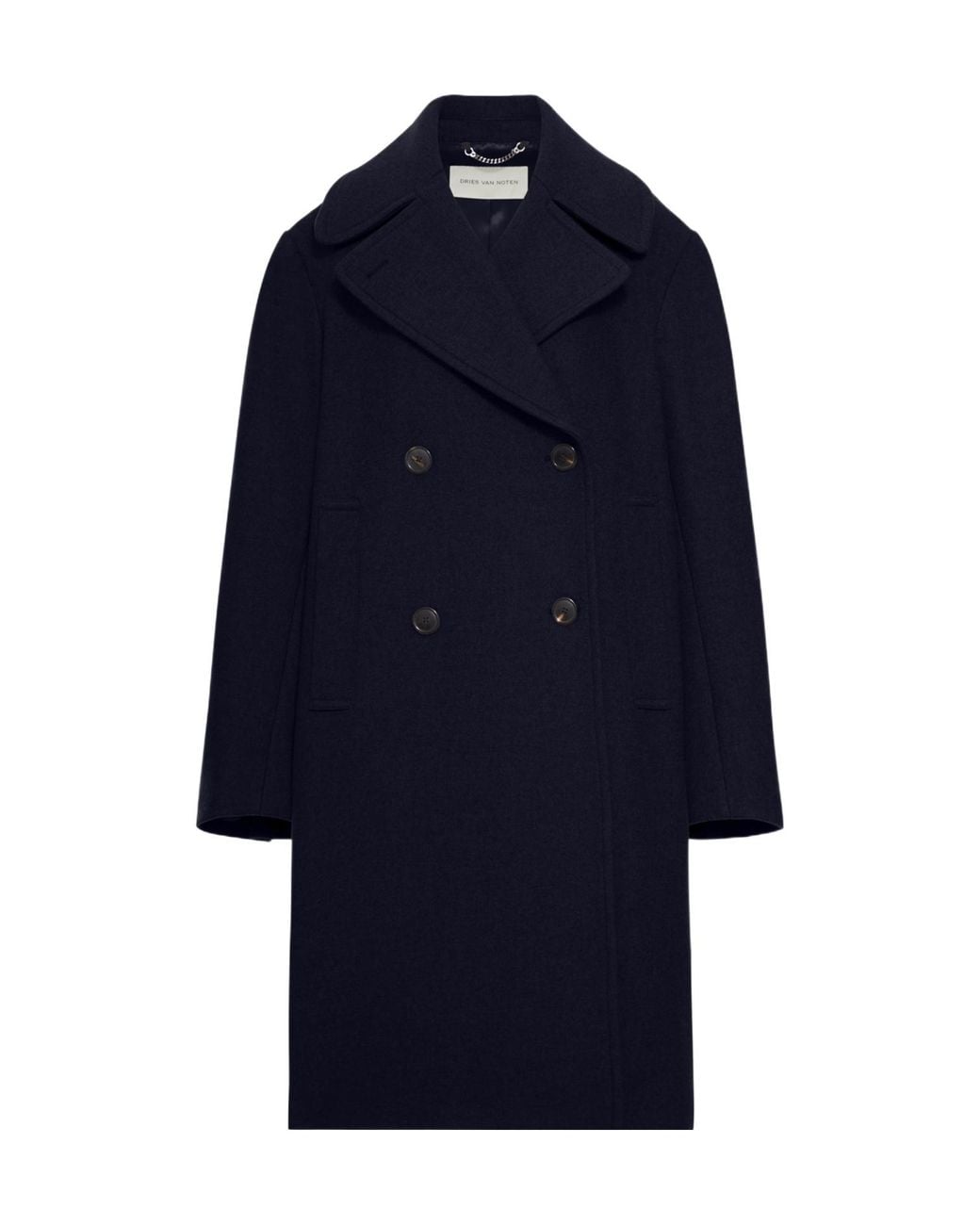 Dries Van Noten Blue Double-Breasted Tailored Coat