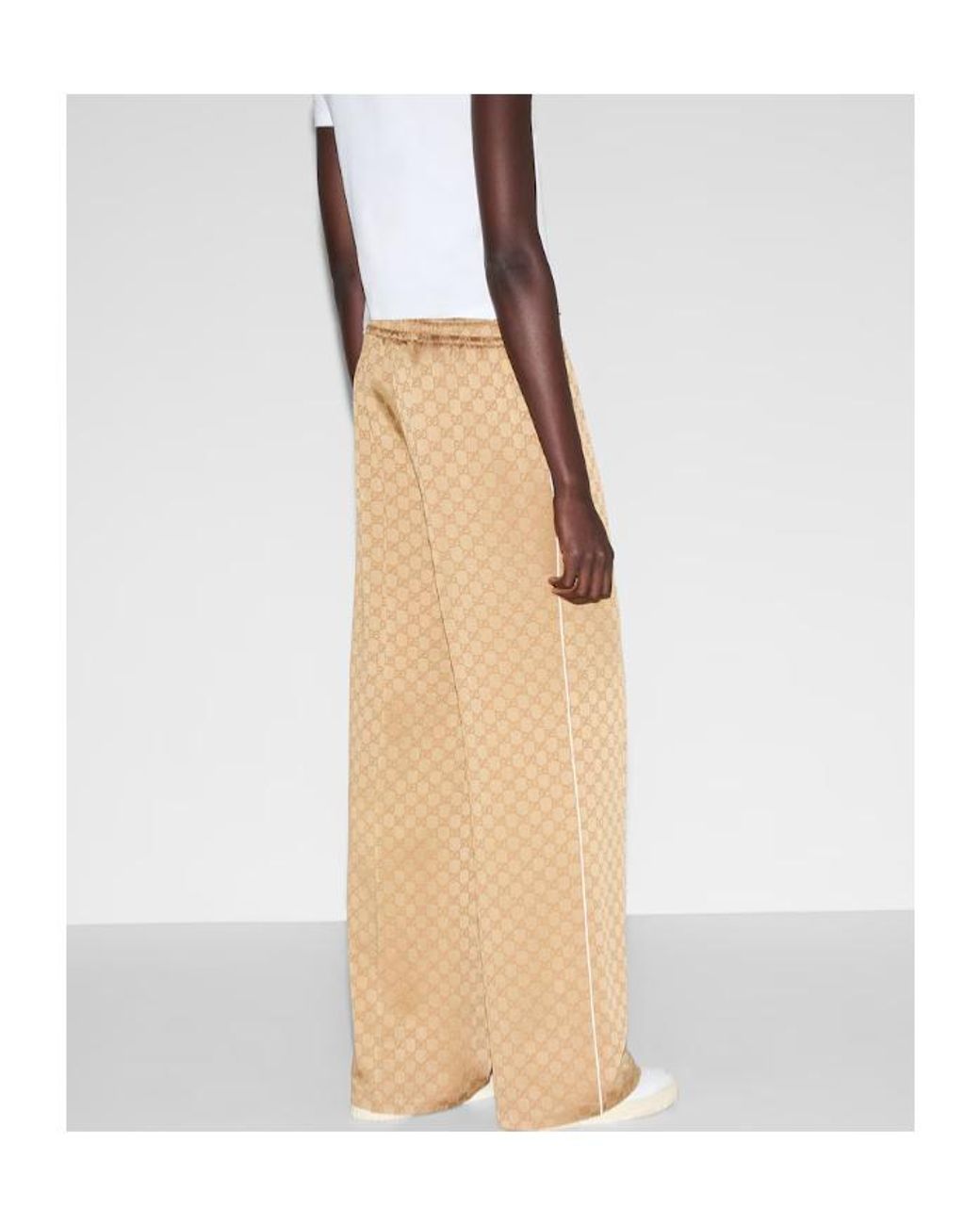 Gucci Natural Gg Jacquard Elastic Waistband Pants