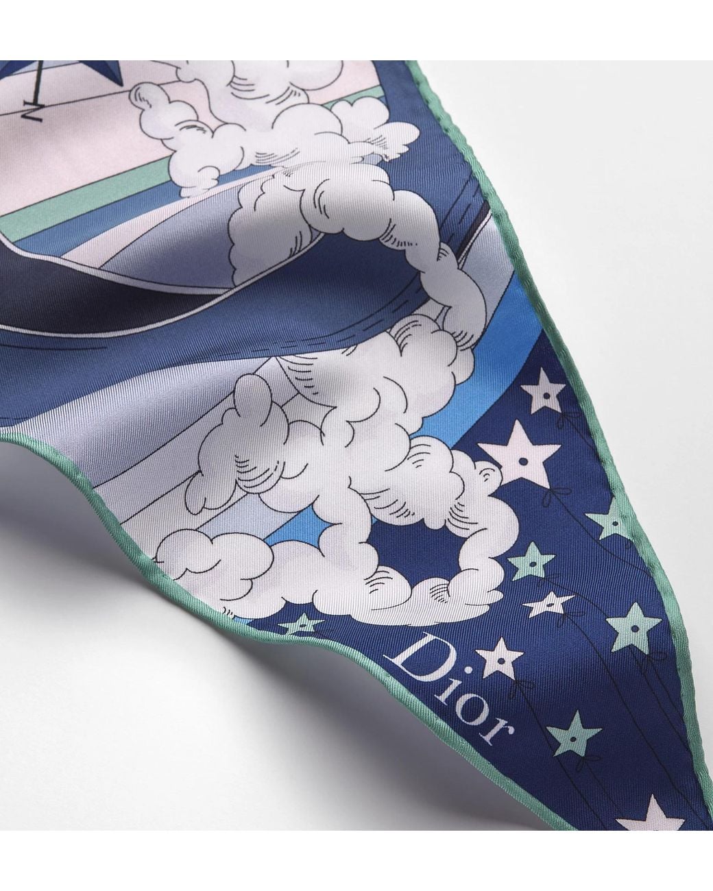 Dior Blue Pointed Silk Scarf