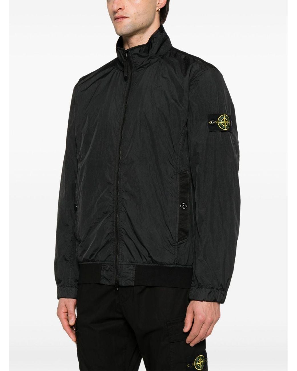 Stone Island Black Compass-Badge High-Neck Jacket for men