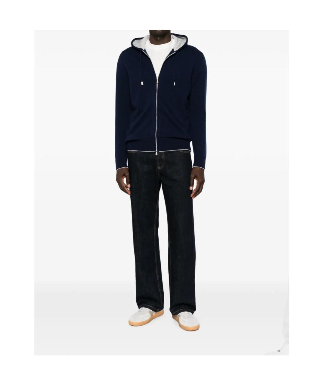Eleventy Blue Zip-Up Hooded Sweater for men