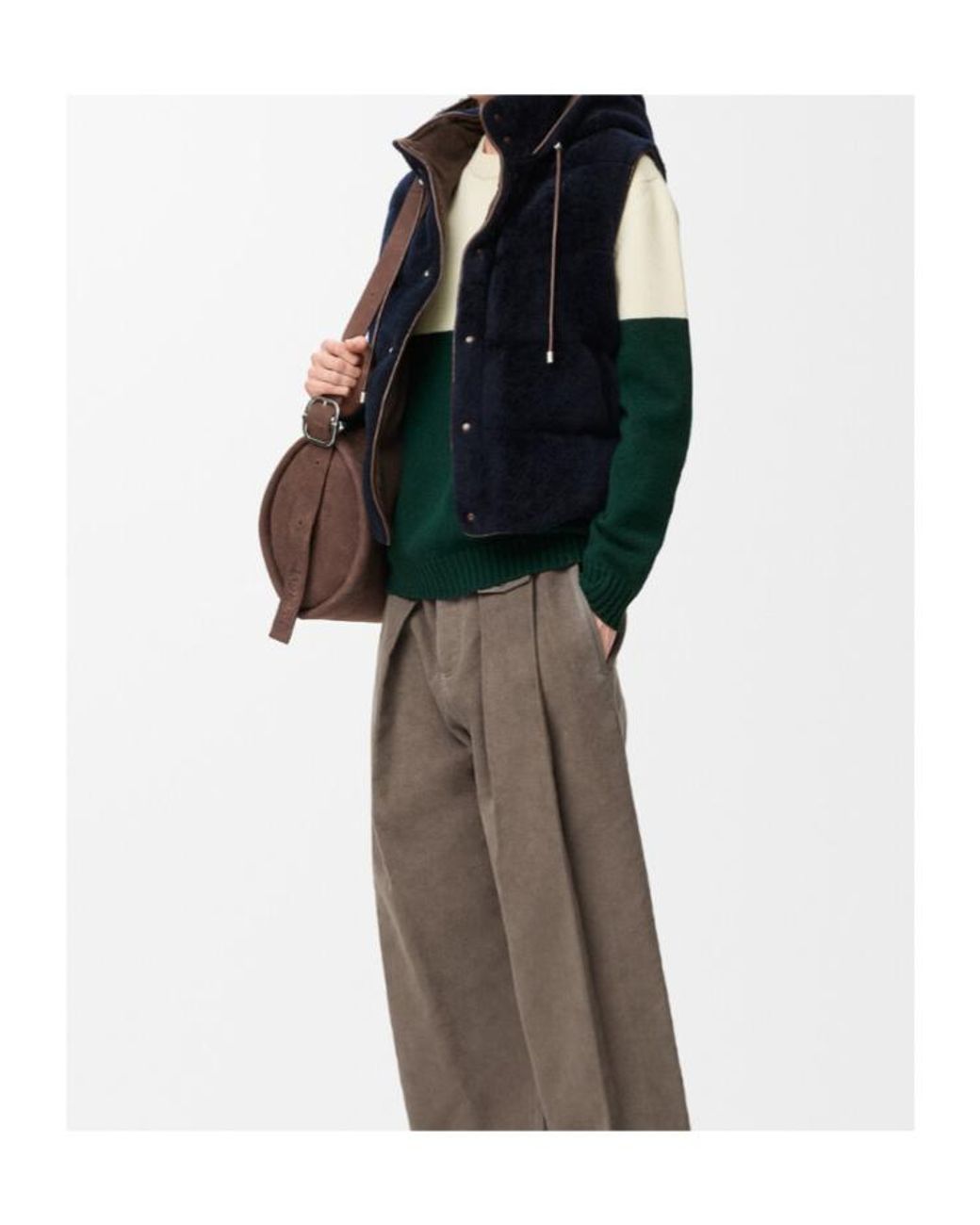 Loewe Black Drawstring Waist Shearling Waistcoat for men