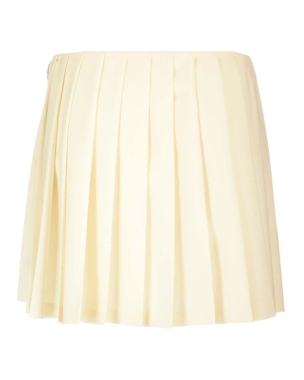 Miu Miu Natural Pleated Mohair Canvas Skirt