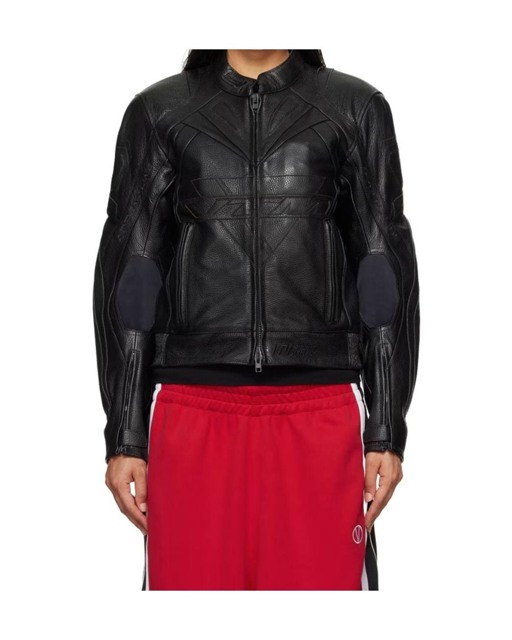 Vetements Black Patterned Leather Jacket for men