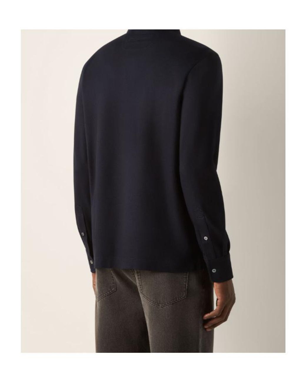 Zegna Blue Long-Sleeve Polo Shirt for men