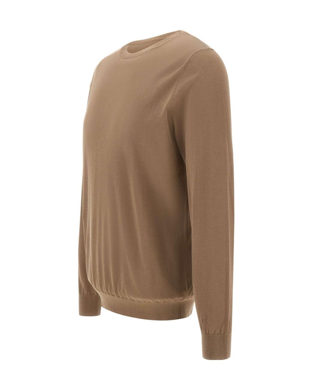 Kangra Cashmere Brown Kangra Crew Neck Knitted Sweater for men