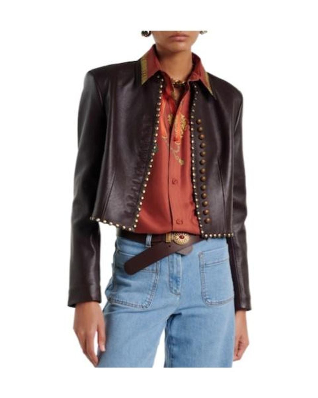 Etro Black Studded Leather Jacket