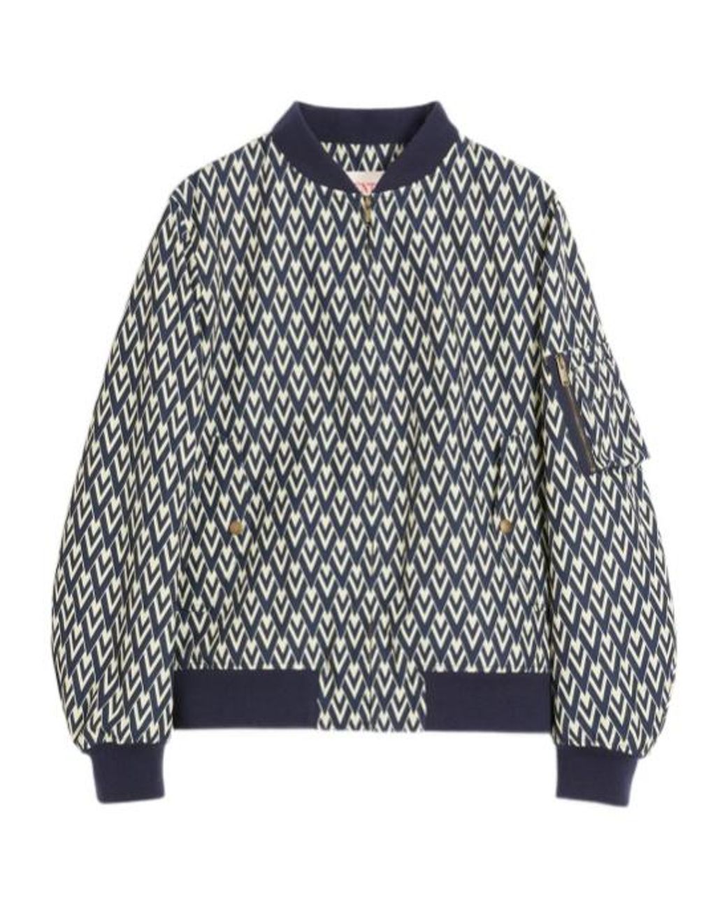 Valentino Gray Nylon Bomber Jacket With Toute La V Print for men