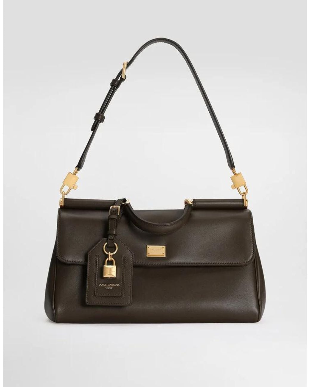 Dolce & Gabbana Black Logo Plaque Medium Sicily Handbag