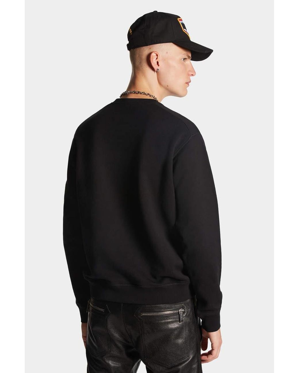 DSquared² Black Logo Printed Crewneck Sweatshirt for men