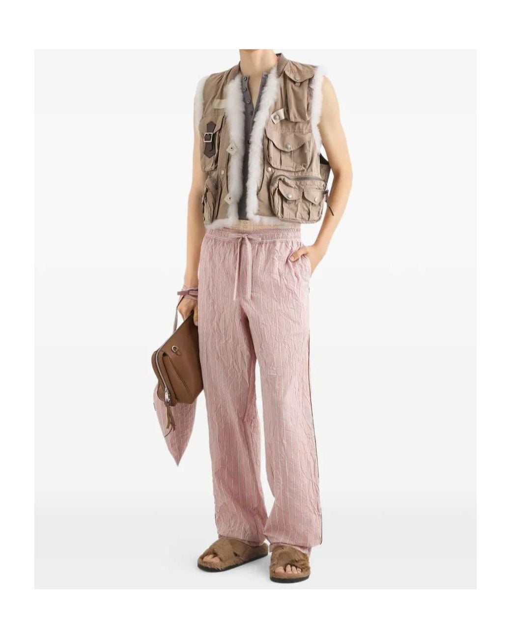 Dolce & Gabbana Pink Silk Blend Striped Loose Fit Trousers for men