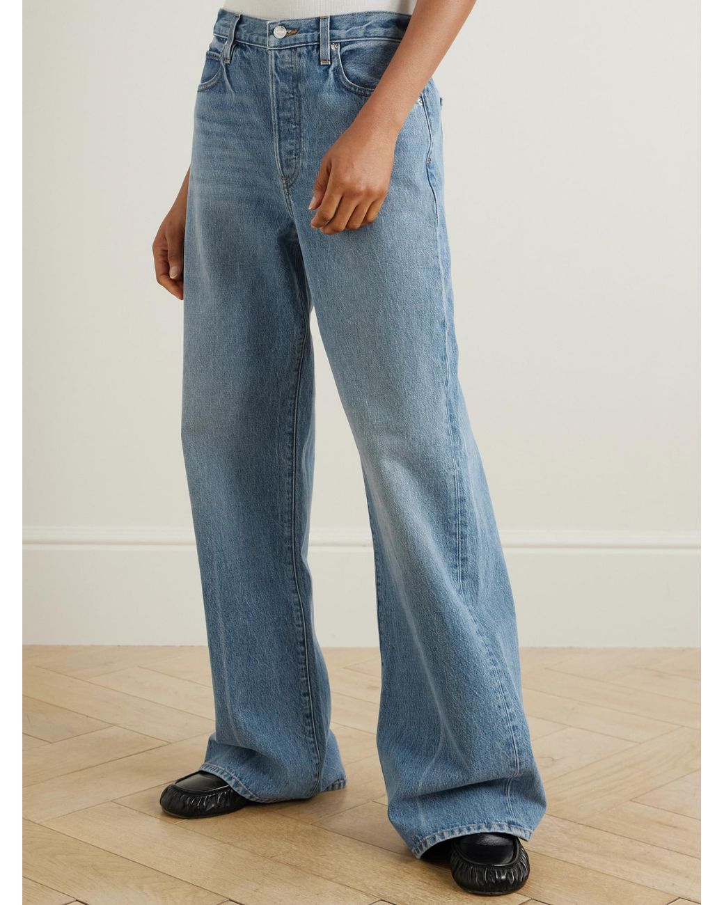 FRAME Blue The Loose Low-Rise Wide-Leg Jeans